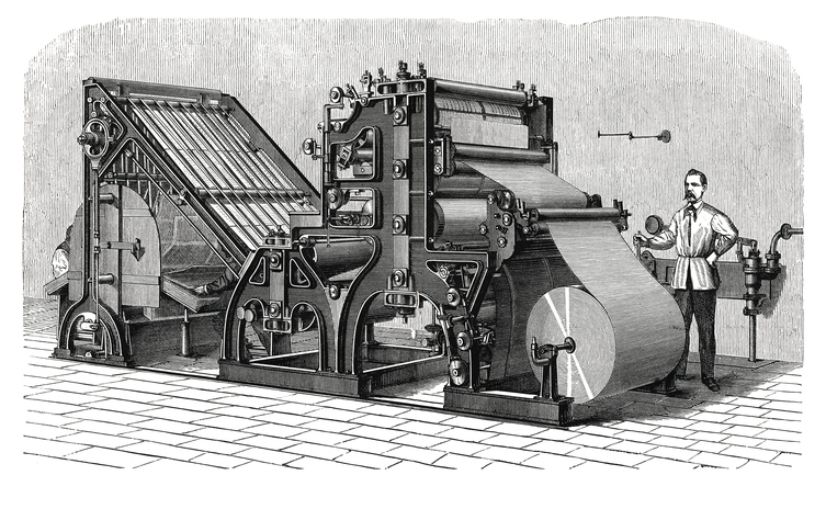 Walter printing press (antique engraving)